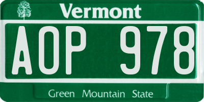 VT license plate AOP978