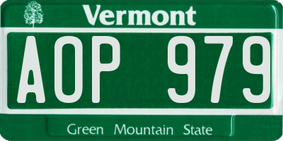 VT license plate AOP979