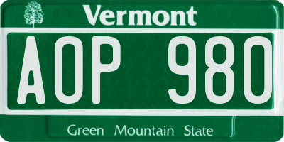 VT license plate AOP980