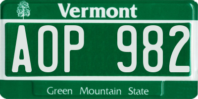 VT license plate AOP982