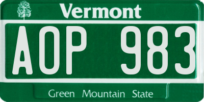 VT license plate AOP983