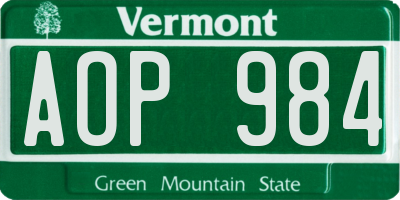 VT license plate AOP984