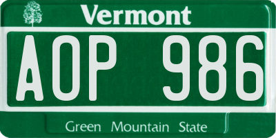 VT license plate AOP986