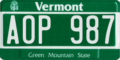 VT license plate AOP987