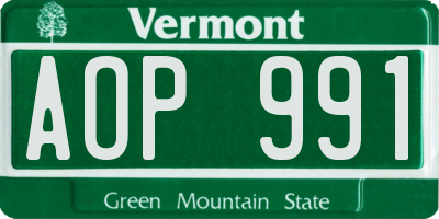 VT license plate AOP991