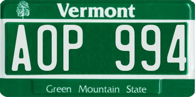 VT license plate AOP994