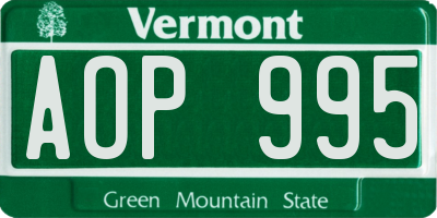 VT license plate AOP995