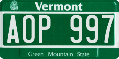 VT license plate AOP997