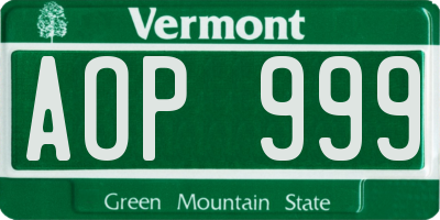 VT license plate AOP999