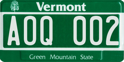 VT license plate AOQ002