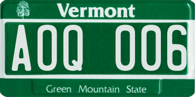 VT license plate AOQ006