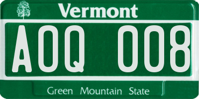 VT license plate AOQ008