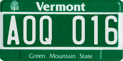 VT license plate AOQ016