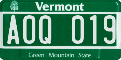 VT license plate AOQ019