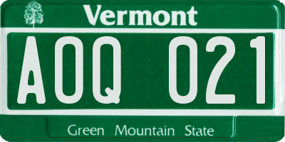 VT license plate AOQ021
