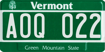 VT license plate AOQ022