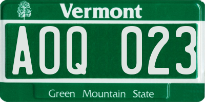 VT license plate AOQ023