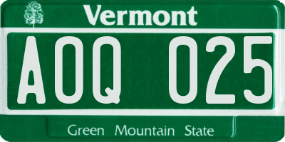 VT license plate AOQ025