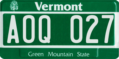 VT license plate AOQ027
