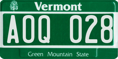 VT license plate AOQ028