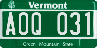 VT license plate AOQ031