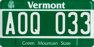 VT license plate AOQ033