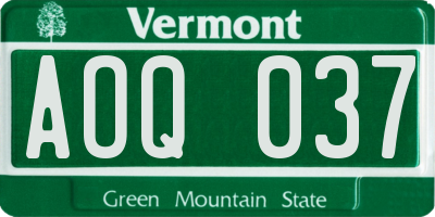 VT license plate AOQ037