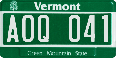 VT license plate AOQ041