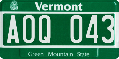 VT license plate AOQ043
