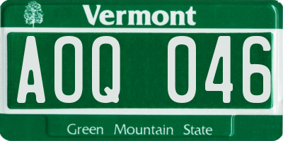 VT license plate AOQ046
