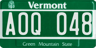 VT license plate AOQ048