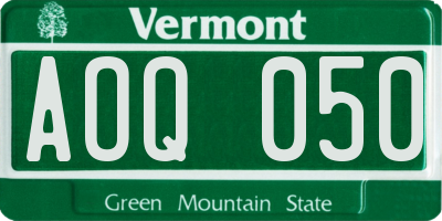 VT license plate AOQ050