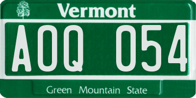 VT license plate AOQ054