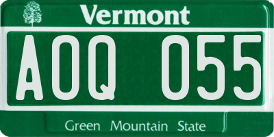 VT license plate AOQ055