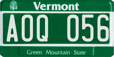 VT license plate AOQ056