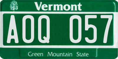 VT license plate AOQ057