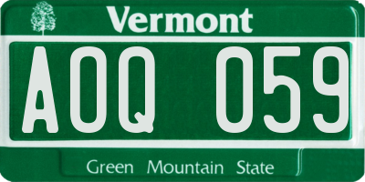 VT license plate AOQ059