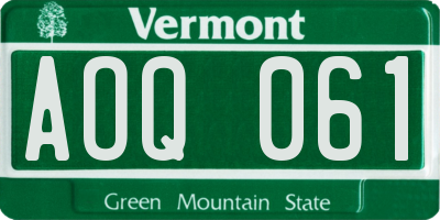 VT license plate AOQ061