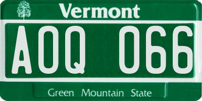 VT license plate AOQ066
