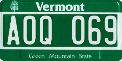 VT license plate AOQ069