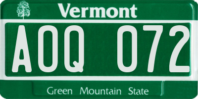 VT license plate AOQ072