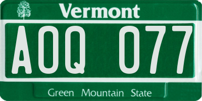 VT license plate AOQ077