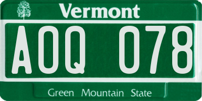 VT license plate AOQ078
