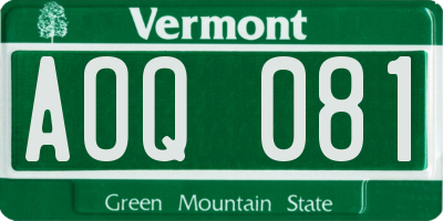 VT license plate AOQ081