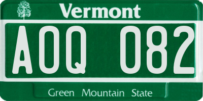 VT license plate AOQ082