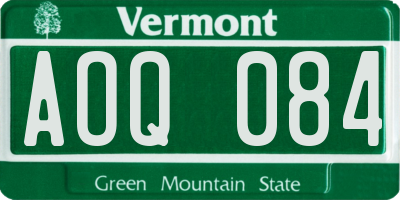 VT license plate AOQ084