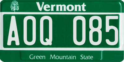VT license plate AOQ085
