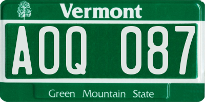 VT license plate AOQ087