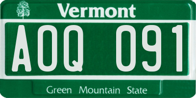 VT license plate AOQ091