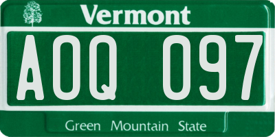 VT license plate AOQ097